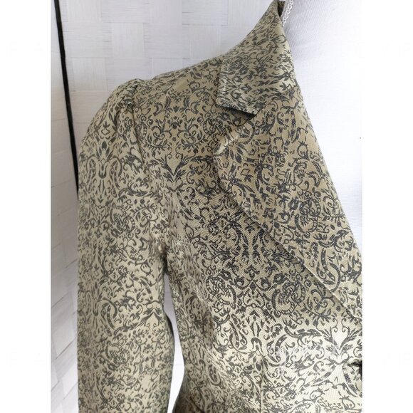 Metrostyle Blazer Size 10 Metallic Paisley Brocade Crop Jacket Retro Old Money - Picture 8 of 14